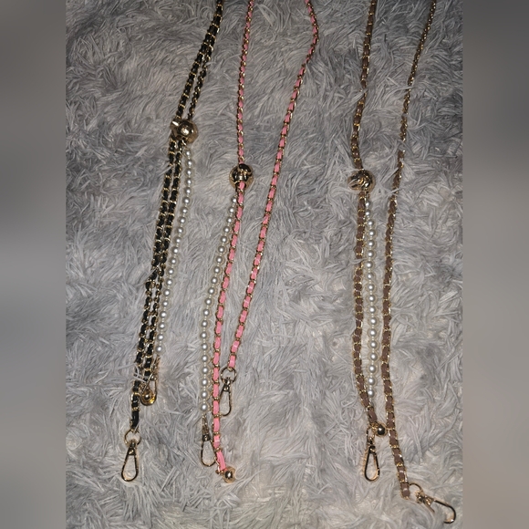Adjustable Ball & Faux leather Pearl Chains (5)(PRICE IS FOR 1)(DEADSTOCK) - Picture 2 of 3